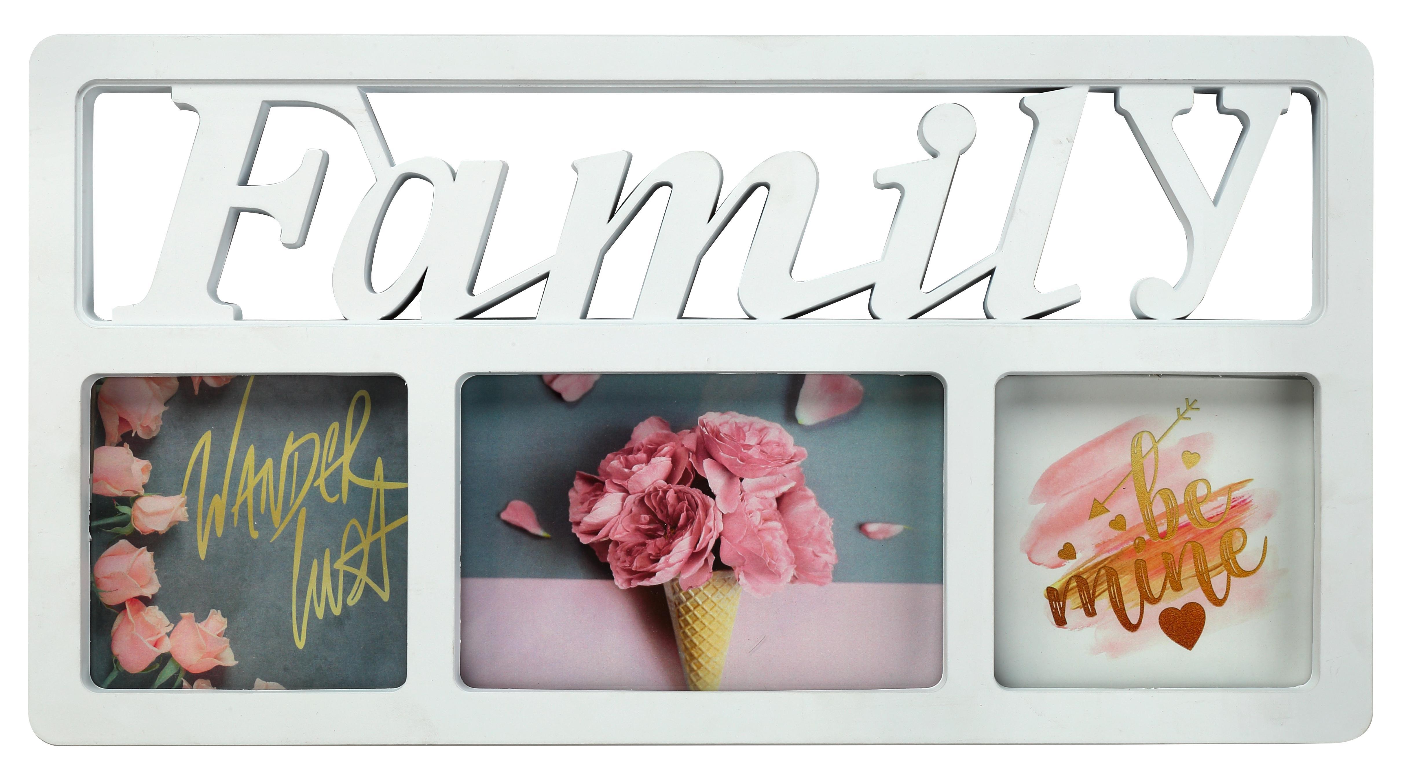 Collagen-Bilderrahmen für drei Familien-Fotos