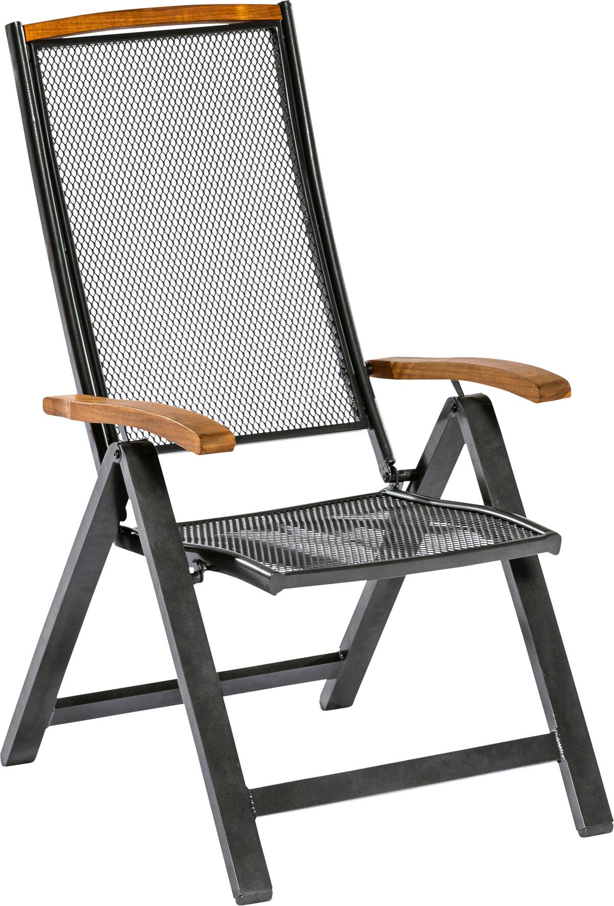 Gartengarnitur 9-Tlg. Tilos Aus Echtholz - Schwarz/Grau, KONVENTIONELL, Holz/Textil - Gardenson