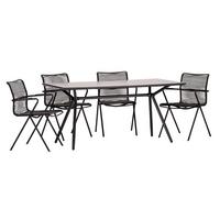 Gartengarnitur 5-Tlg. Alpha Rope Metall/Kunststoff/Glas - Taupe/Anthrazit, Basics, Glas/Kunststoff (80/75/160cm) - Acamp