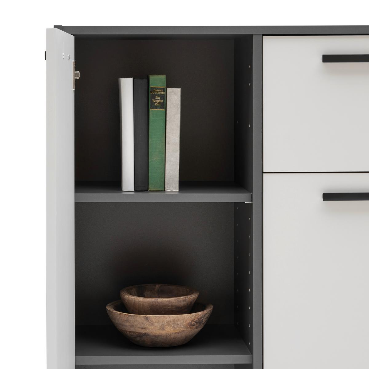 Komoda IBIZA antracit/bílá - černá/kašmírová, Konvenční, kompozitní dřevo/plast (107/92/33cm) - Mömax
