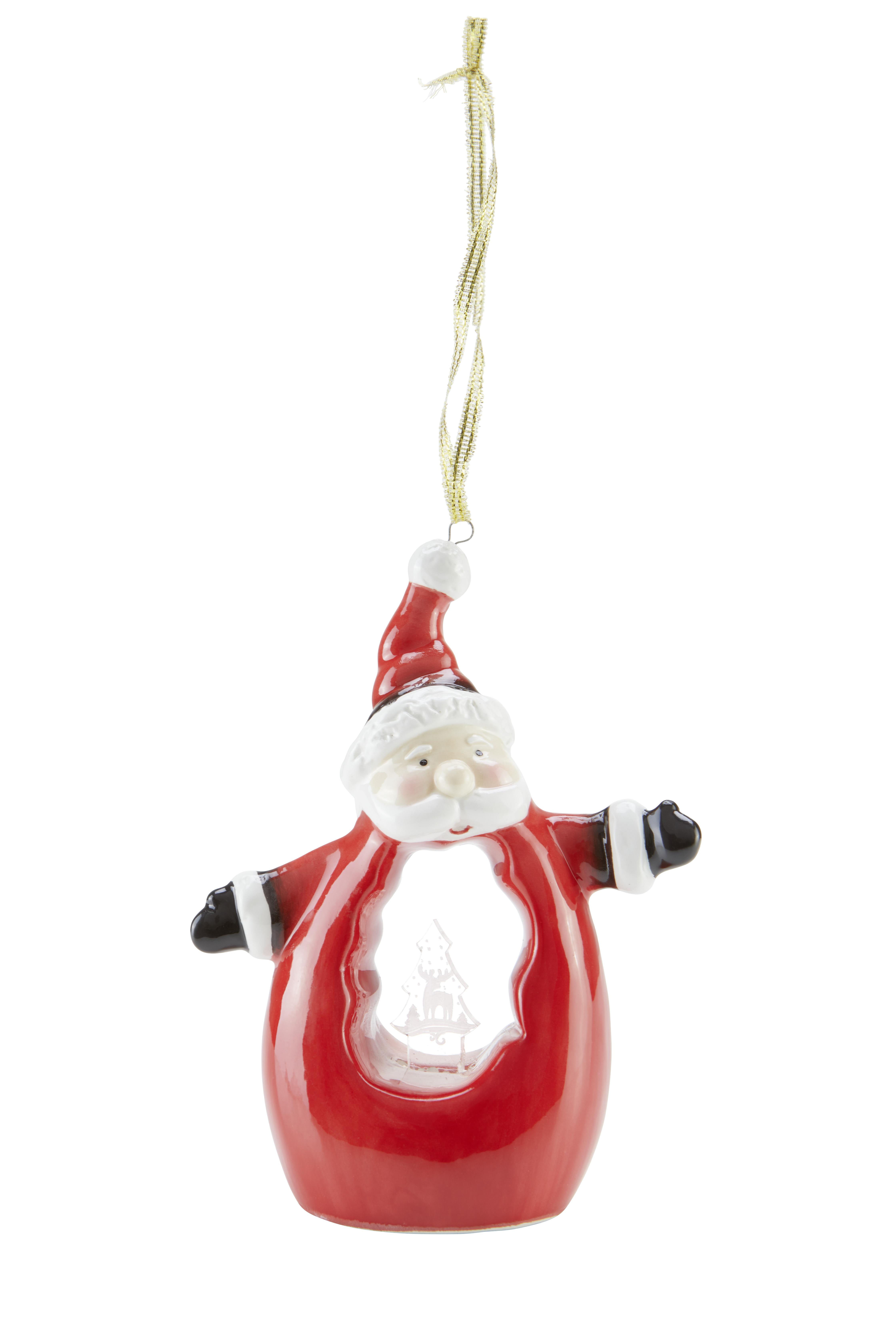 LED-Dekoleuchte Rafaela Weihnachtsmotiv zum Hängen - Rot/Weiß, ROMANTIK / LANDHAUS, Keramik (14,5cm) - James Wood