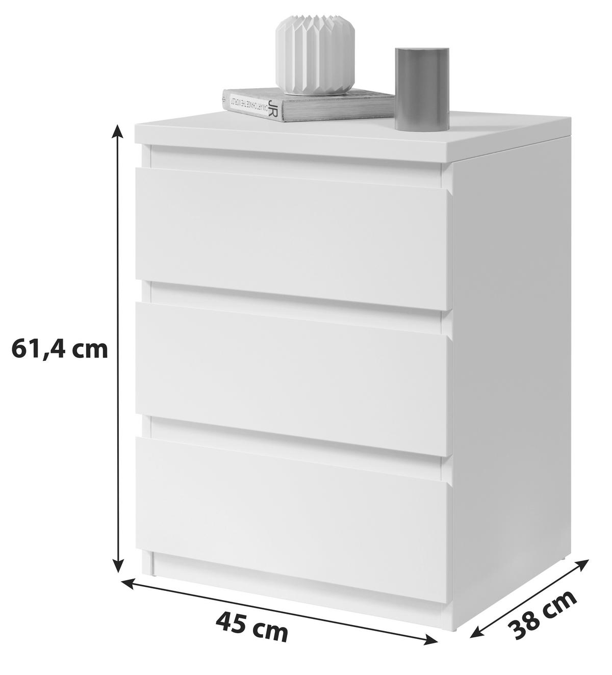 Noční stolek OLLI bíla - bílá, Basics (45/61,4/38cm) - MID.YOU