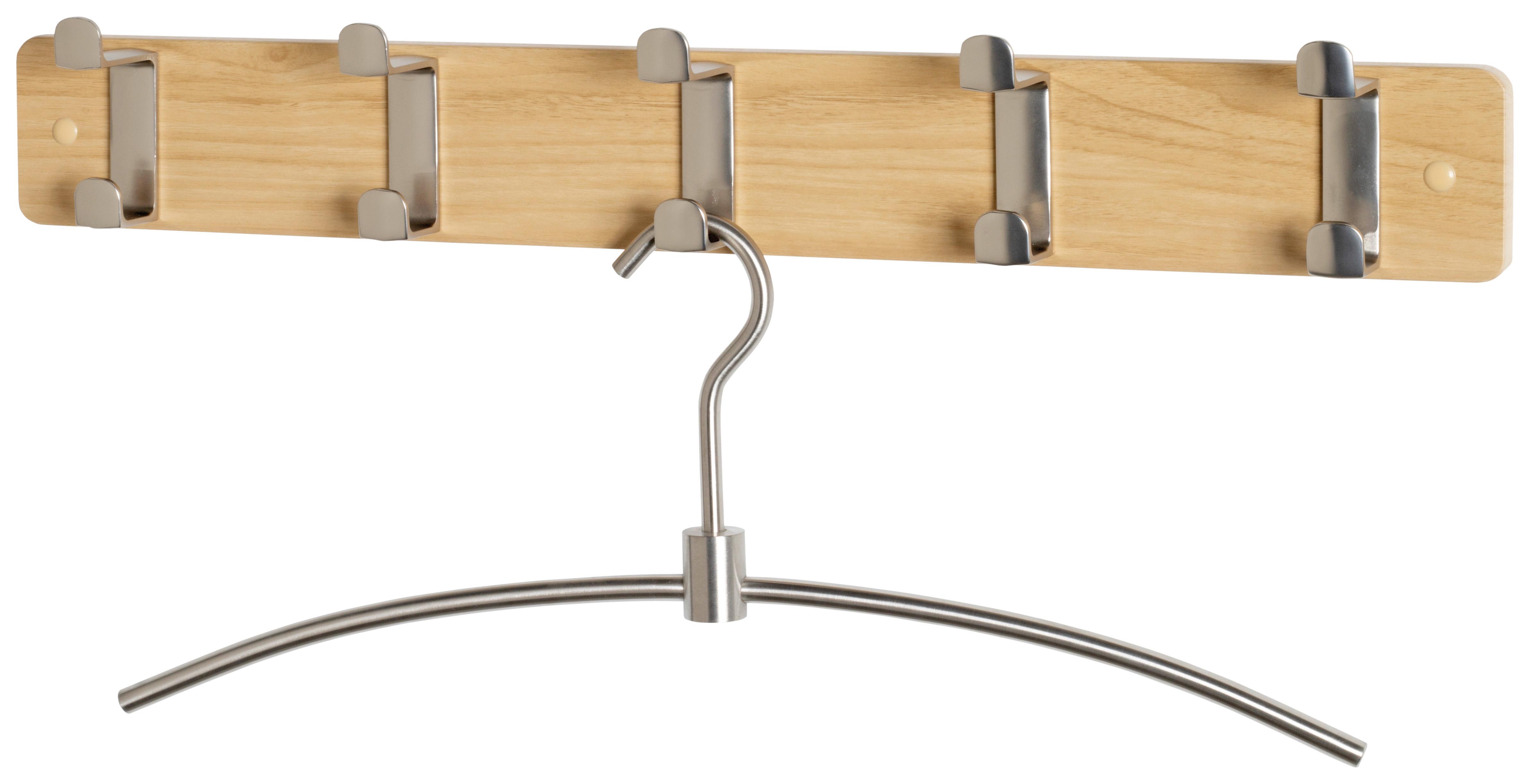 Hakenleiste Köln - Edelstahlfarben/Eichefarben, MODERN, Holzwerkstoff/Metall (55/7/6cm)