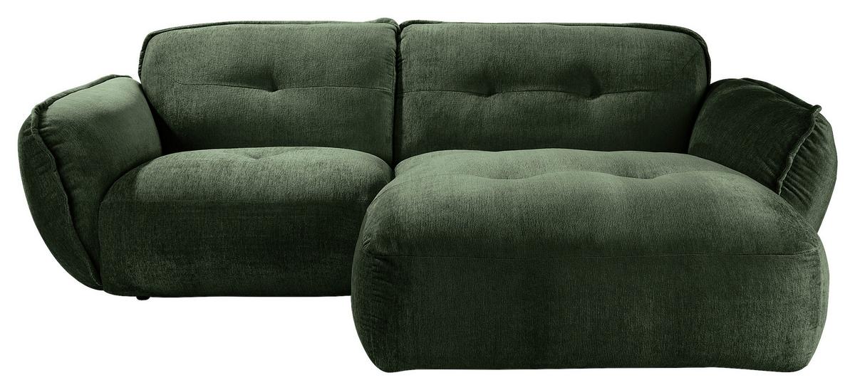 Ecksofa Fluffy Dunkelgrün S: 269x184 Cm - Dunkelgrün/Schwarz, MODERN, Textil (269/184cm) - Trendmanufaktur