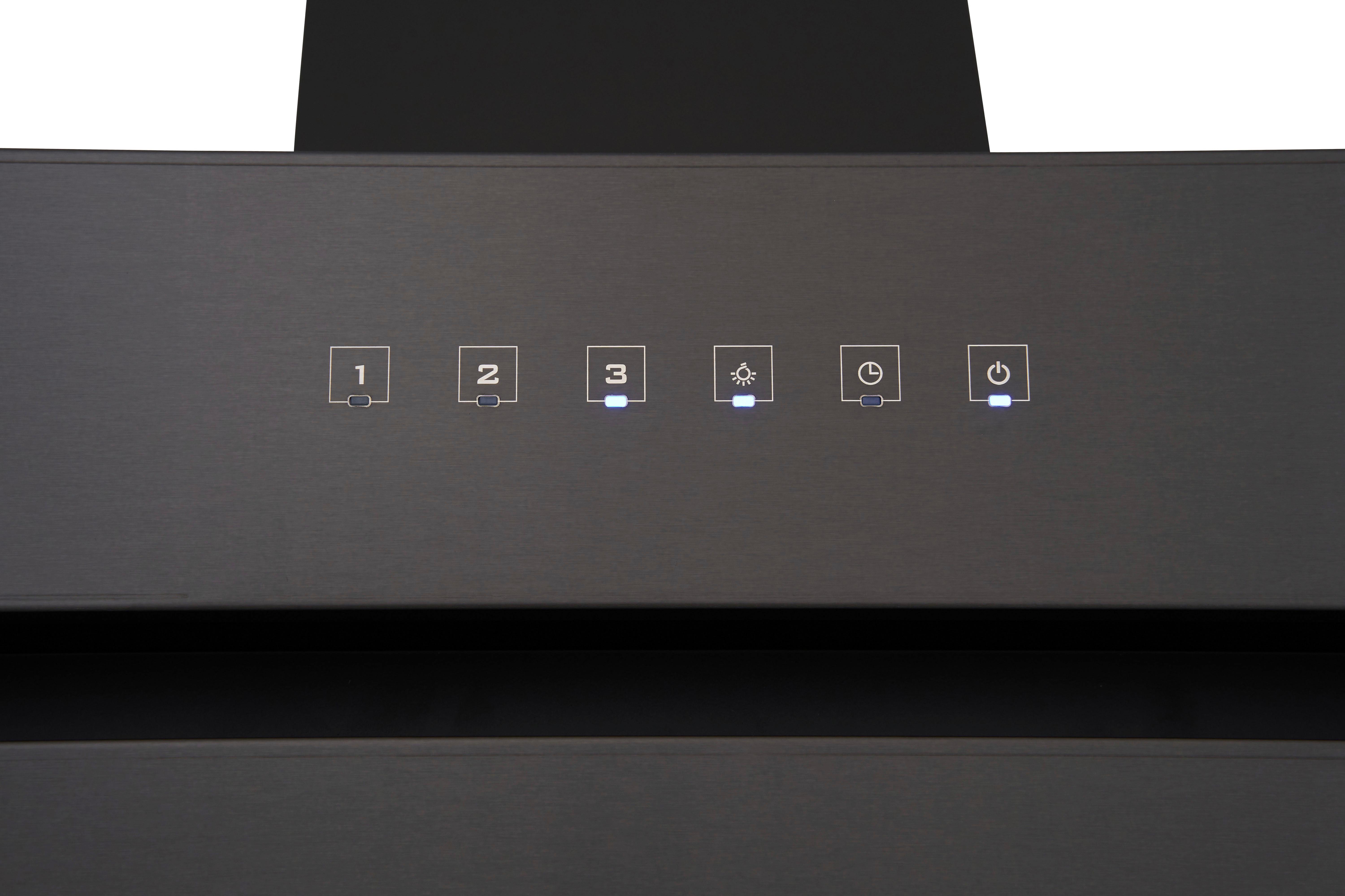 Kopffreihaube Respekta Nele Edelstahl Schwarz B: 90 Cm Led - Schwarz, Trend, Metall (90/84,1-122,1/37,2cm) - Respekta
