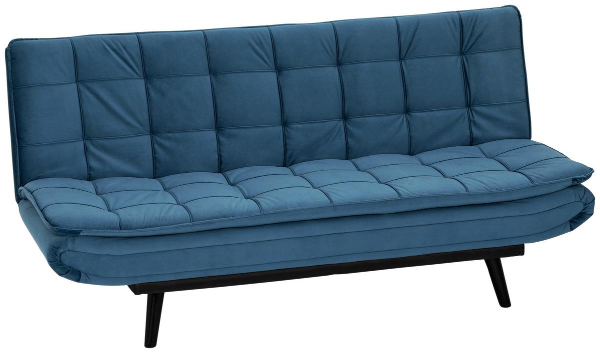 3-Sitzer-Sofa Mit Schlaffunktion Tuvalu B: 195cm - Blau/Schwarz, Design, Holz/Textil (195/96/96cm) - MID.YOU