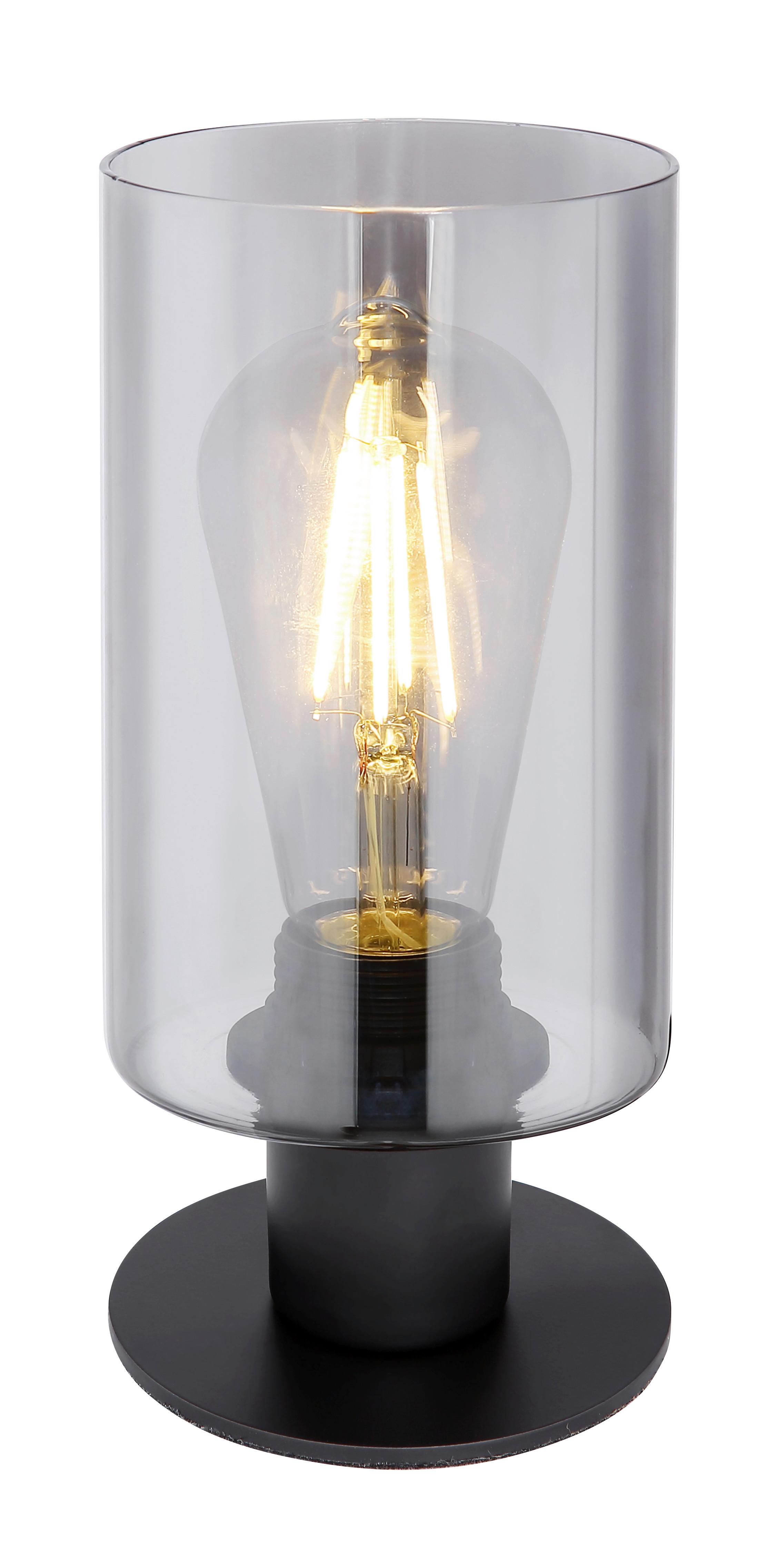 Tischlampe Schwarz Mit Schalter - Schwarz/Grau, Design, Glas/Metall (10/21,5cm) - Globo