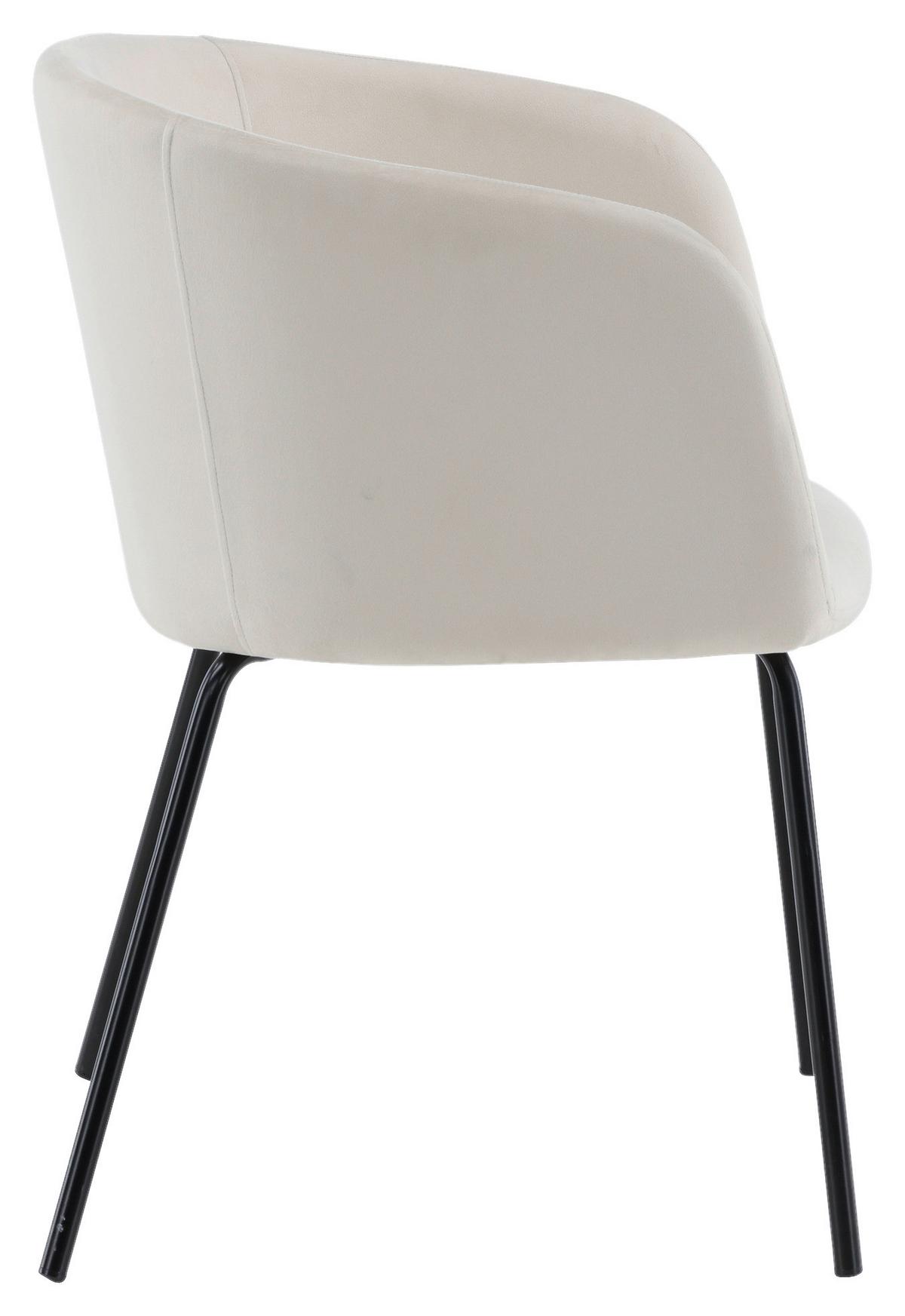 Armlehnstuhl Berit - Beige/Schwarz, Design, Holz/Textil (55/78/55cm) - Livetastic