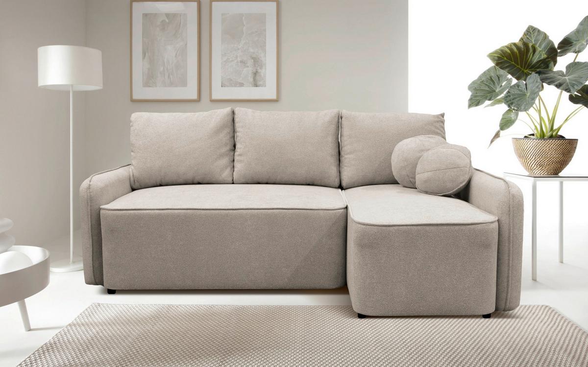 Ecksofa Fancy Taupe 209x143 cm - Taupe/Schwarz, Design, Textil (209/143cm) - MID.YOU