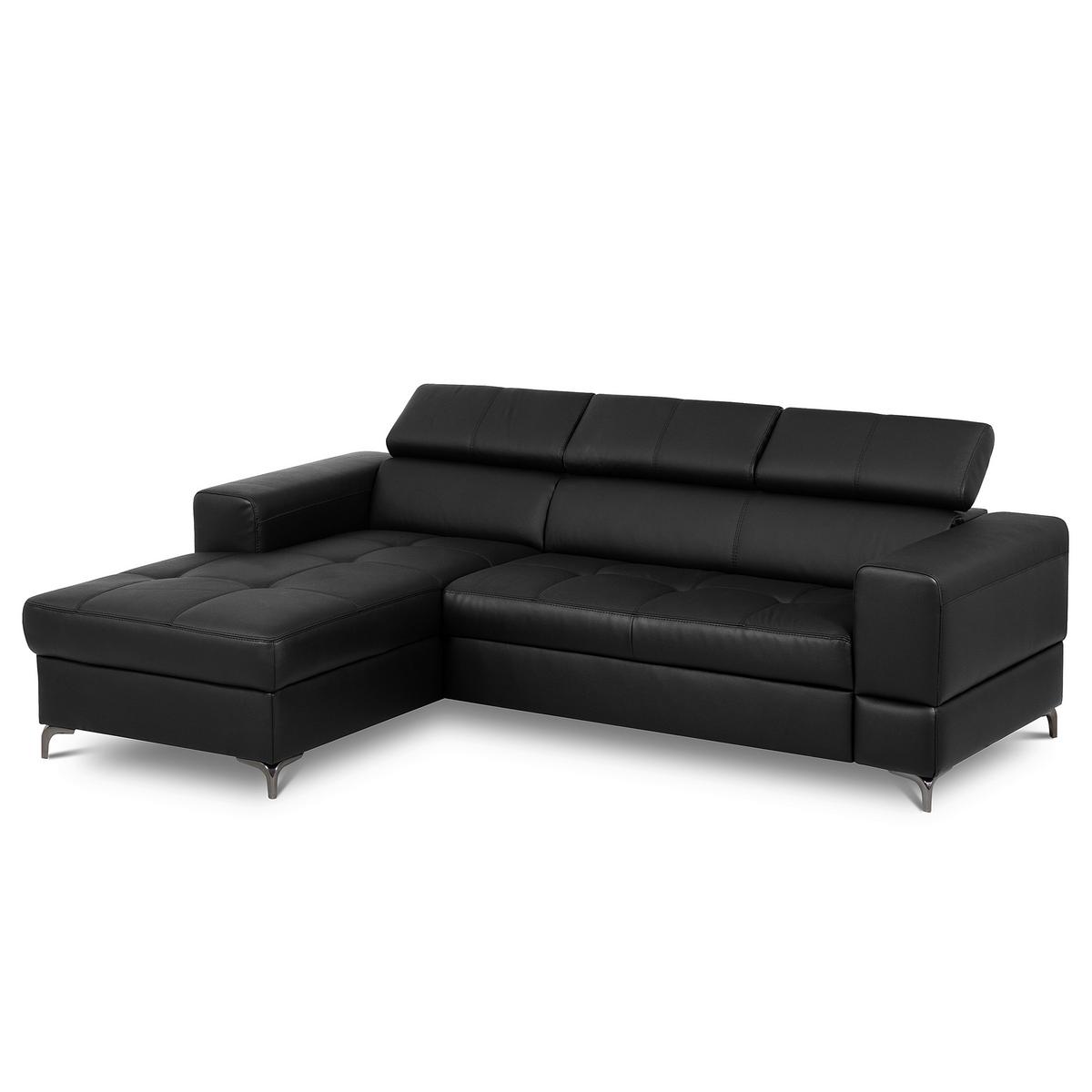 Ecksofa Torino Teilleder Schwarz 173x247 - Schwarz, Design, Leder/Textil (173/247cm) - Livetastic