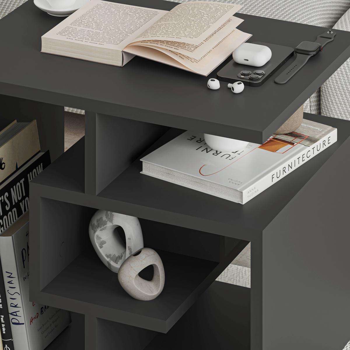 Couchtisch Labirent Anthrazit  B: 40 cm - Anthrazit, Design, Holzwerkstoff (54/40/45cm) - Livetastic