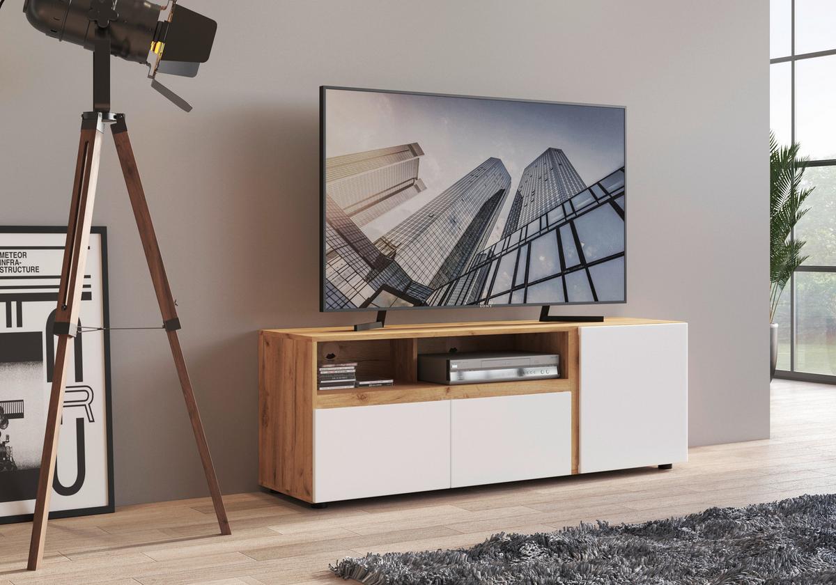 Tv-elem Morongo 148,9/39,6cm - tölgyfa színű/fehér, Modern, faalapú anyag (148,9/39,6/52,5cm)