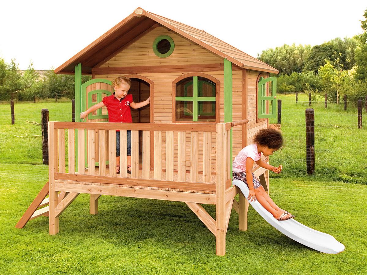 Spielhaus A030.040.90 - Rot/Braun, KONVENTIONELL, Holz/Kunststoff (349/233/212cm) - Ambia Garden