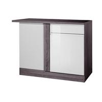 Eckunterschrank Cardiff 110 Cm Weiß/eiche Dekor 1 Tür - Weiß Hochglanz/Grau, Basics, Holzwerkstoff (110/85/60cm) - Held