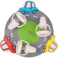 Kinderdeckenleuchte 5243408 Autos 3-Fl - Blau/Gelb, Design, Holzwerkstoff/Kunststoff (40/16cm)