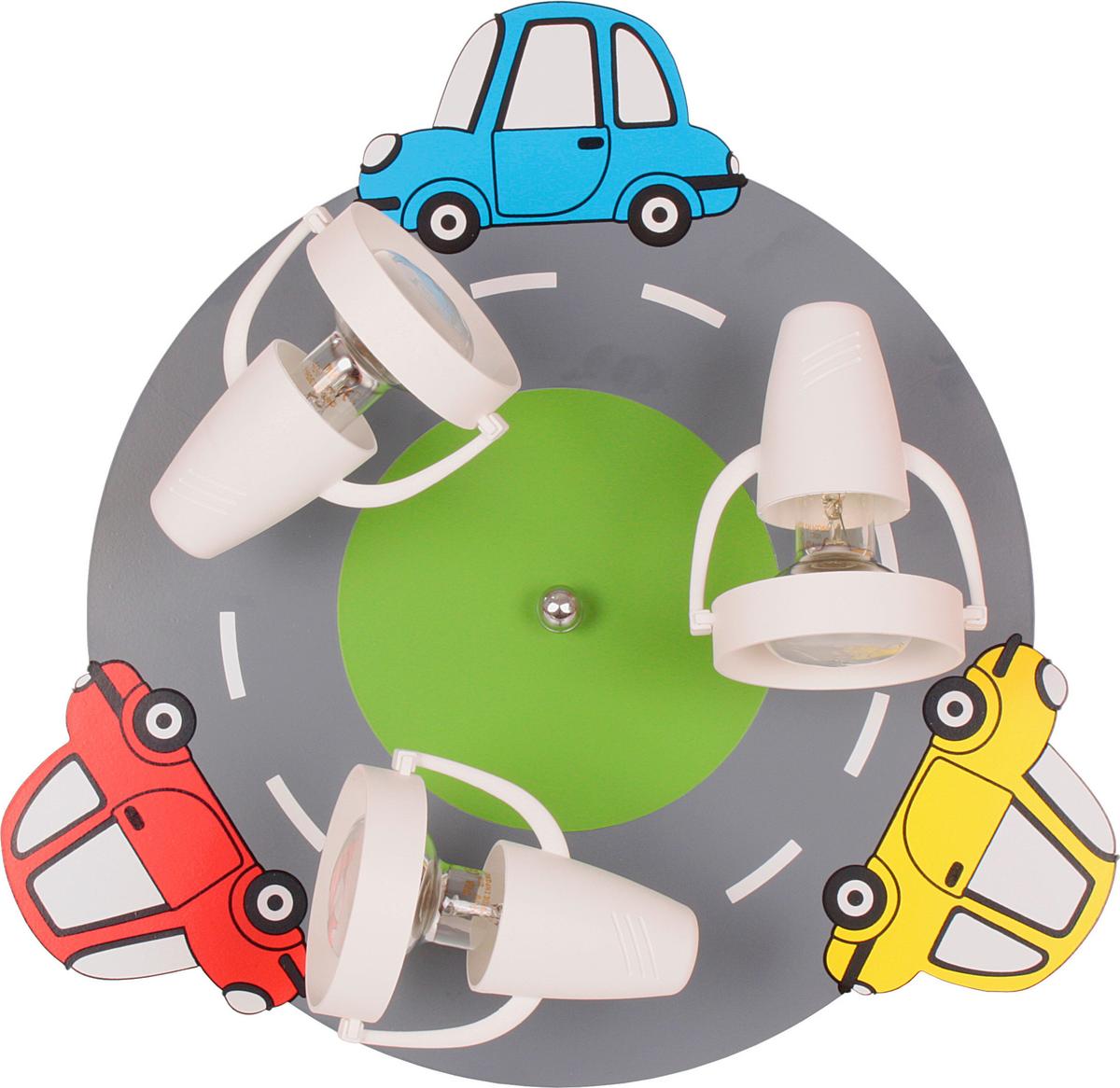 Kinderdeckenleuchte 5243408 Autos 3-Fl - Blau/Gelb, Design, Holzwerkstoff/Kunststoff (40/16cm)
