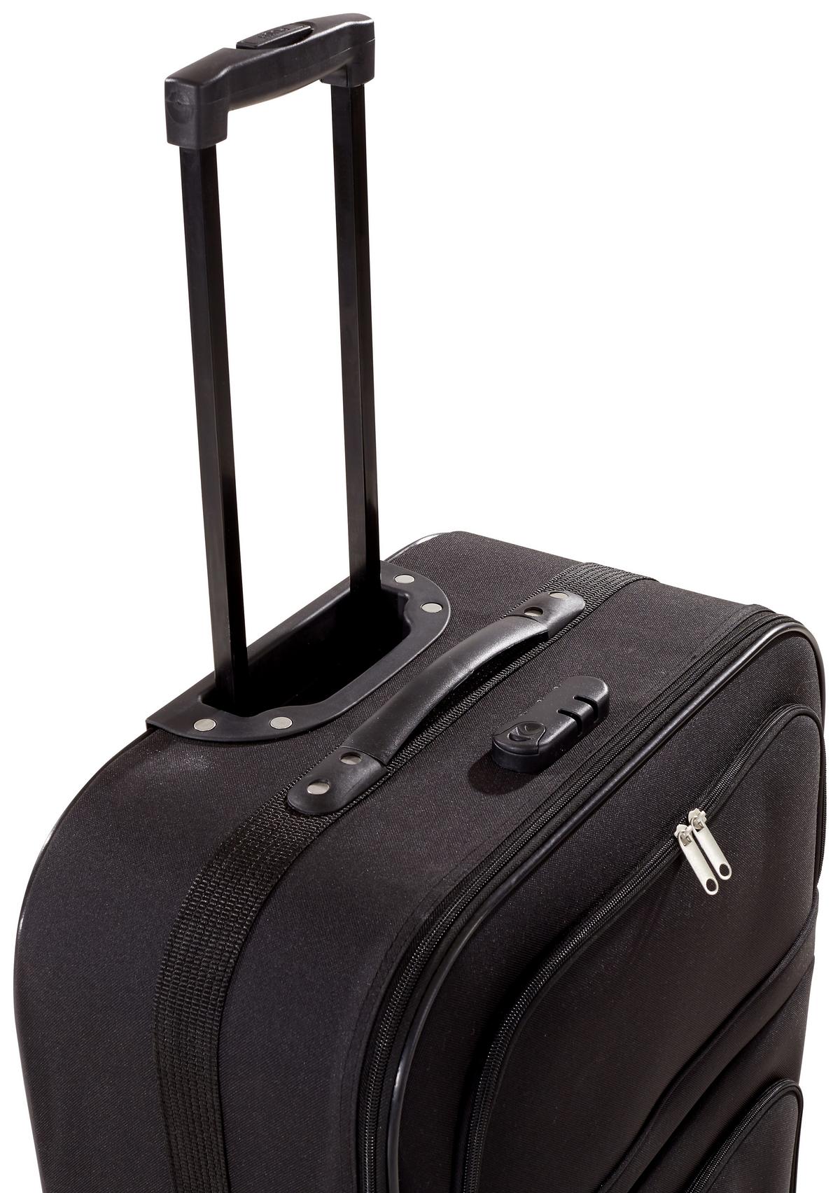 Reisekoffer Set 3-tlg. Paris 2 Rollen - Schwarz, Kunststoff/Textil - Luca Bessoni