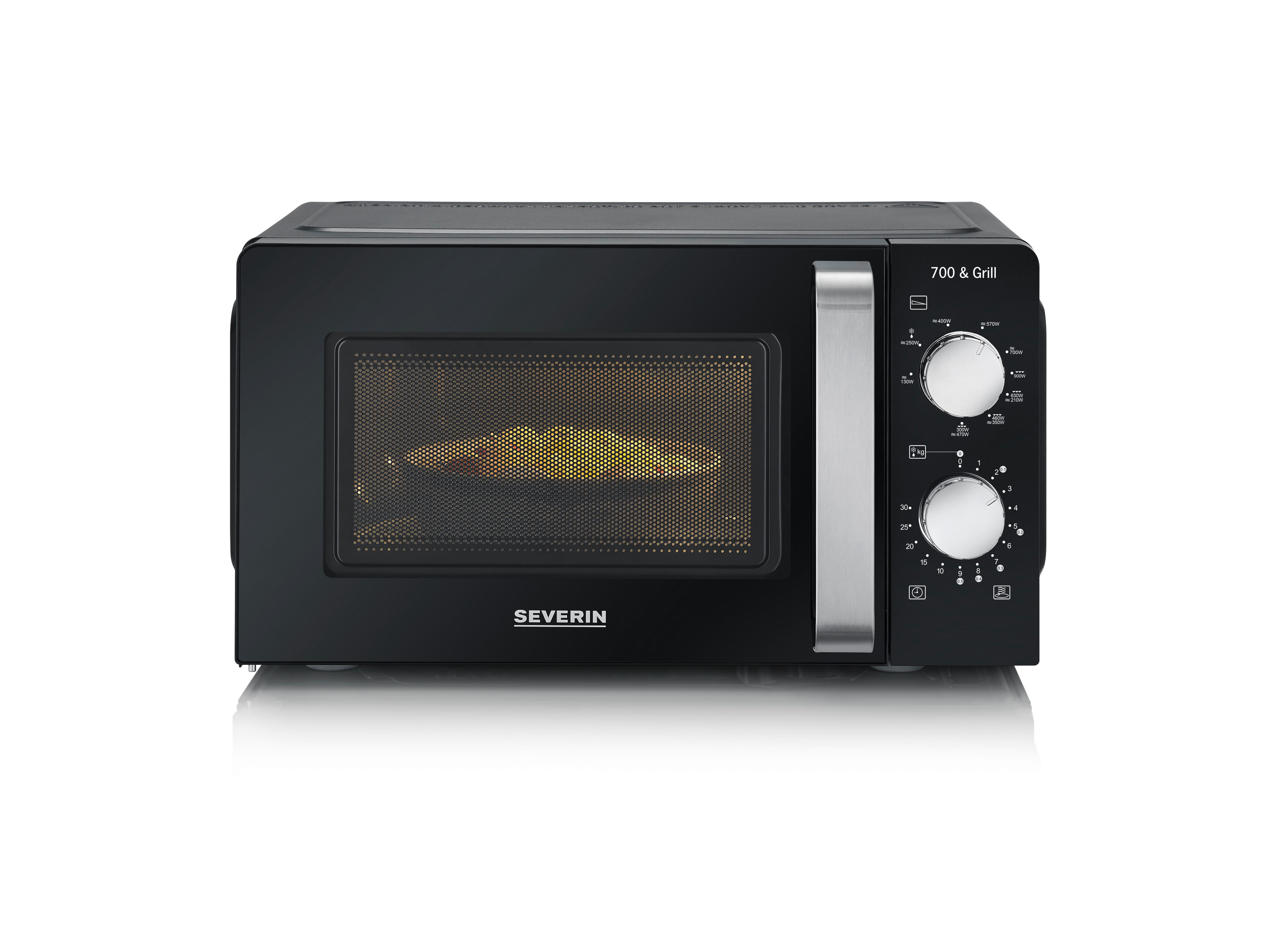 Mikrowelle 700w, 17 Liter Severin MW 7781 - Edelstahlfarben/Schwarz, Basics, Kunststoff (40/24/32cm) - Severin
