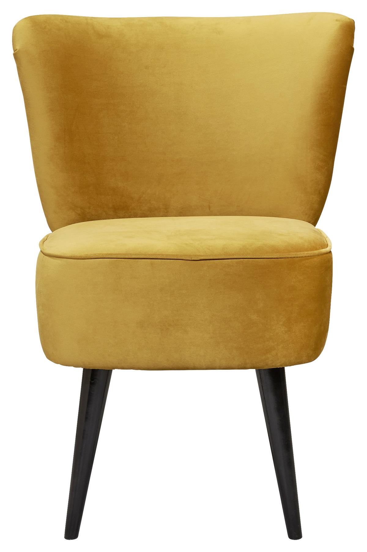 Polsterstuhl Lord Samtbezug Gold, Beine: Massivholz - Goldfarben/Schwarz, Trend, Holzwerkstoff/Textil (65/89/70cm) - MID.YOU