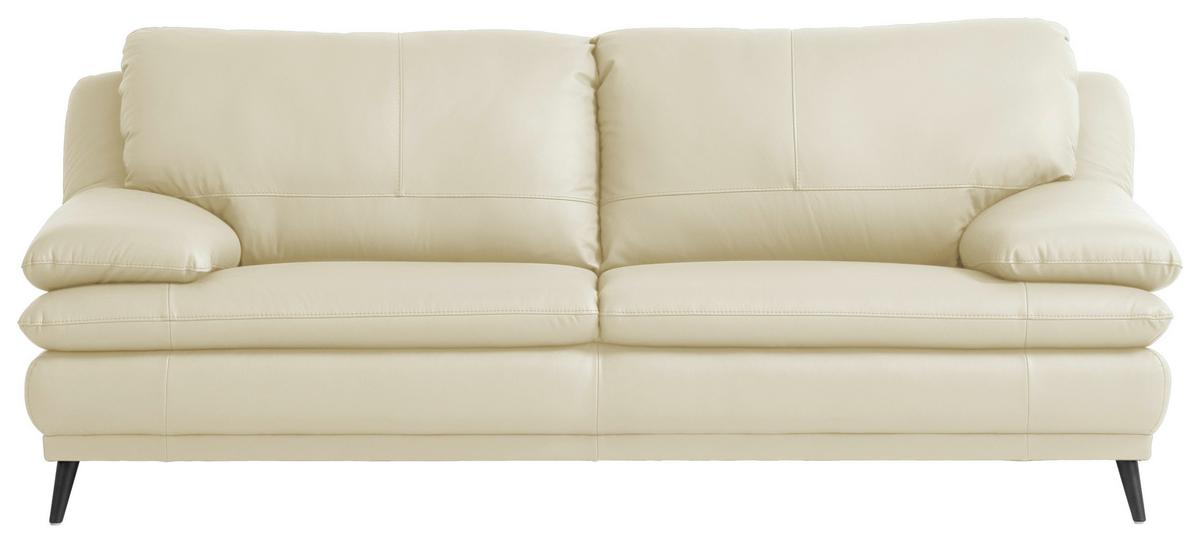 Třímístná pohovka FERRARA II - černá/krémová, Moderní, kov/kůže (214/88/92cm)