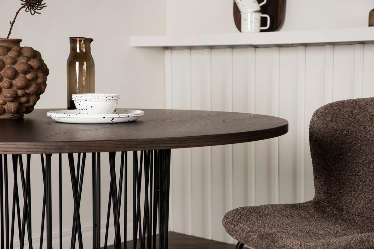 Esstisch Stone - Dunkelbraun/Schwarz, Design, Holzwerkstoff/Metall (120/120/74cm) - Livetastic