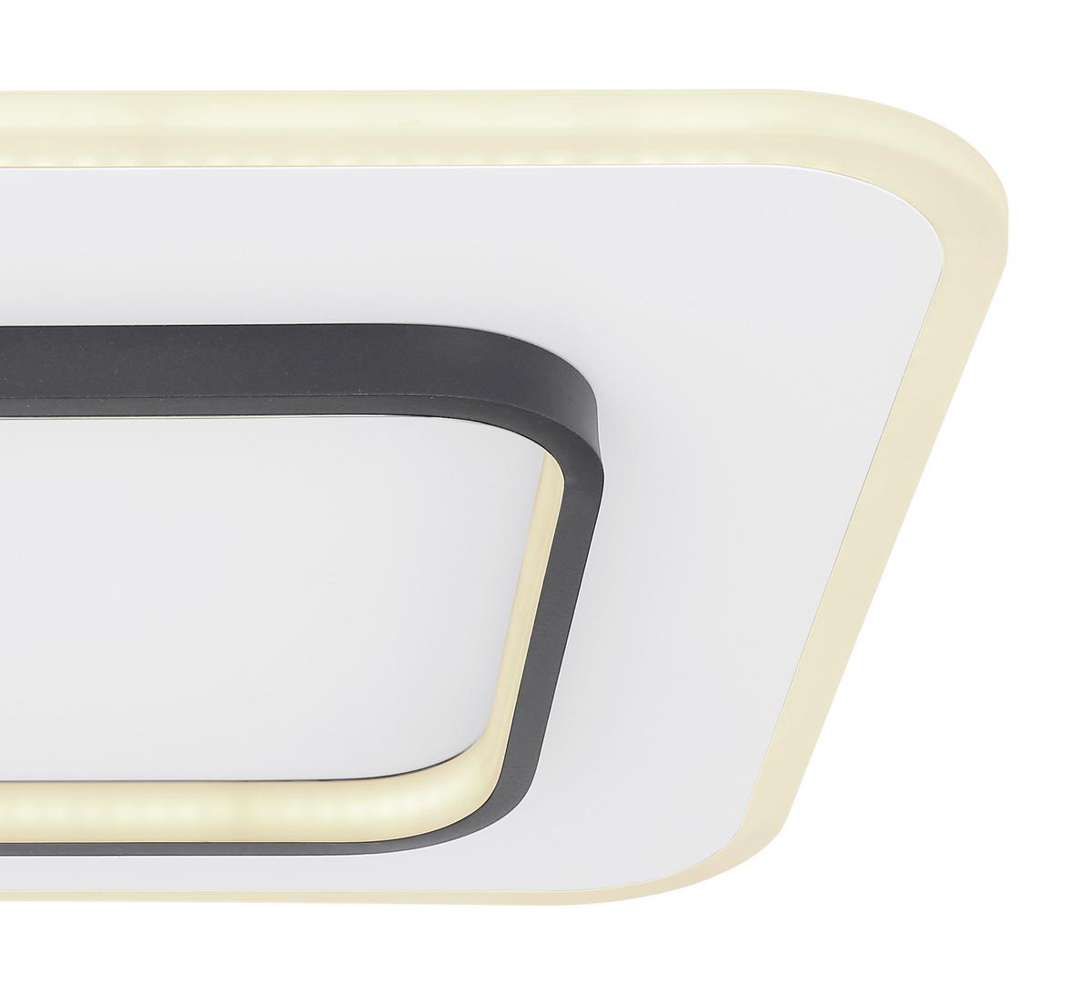 Led-deckenleuchte Lima L: 45,8 Cm Mit Fernbedienung - Opal/Schwarz, Basics, Kunststoff/Metall (45,8/45,8/6cm) - Globo