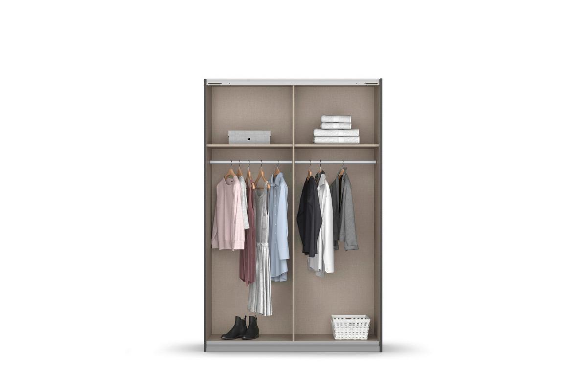 Schwebetürenschrank Subito - Silberfarben/Graphitfarben, MODERN, Holzwerkstoff (136/197/61cm) - Rauch Möbel