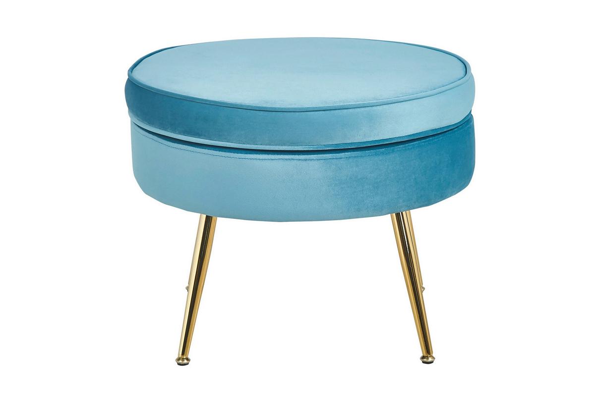 Hocker Blau B: 52 Cm - Blau/Goldfarben, MODERN, Textil (52/41/52cm) - Livetastic