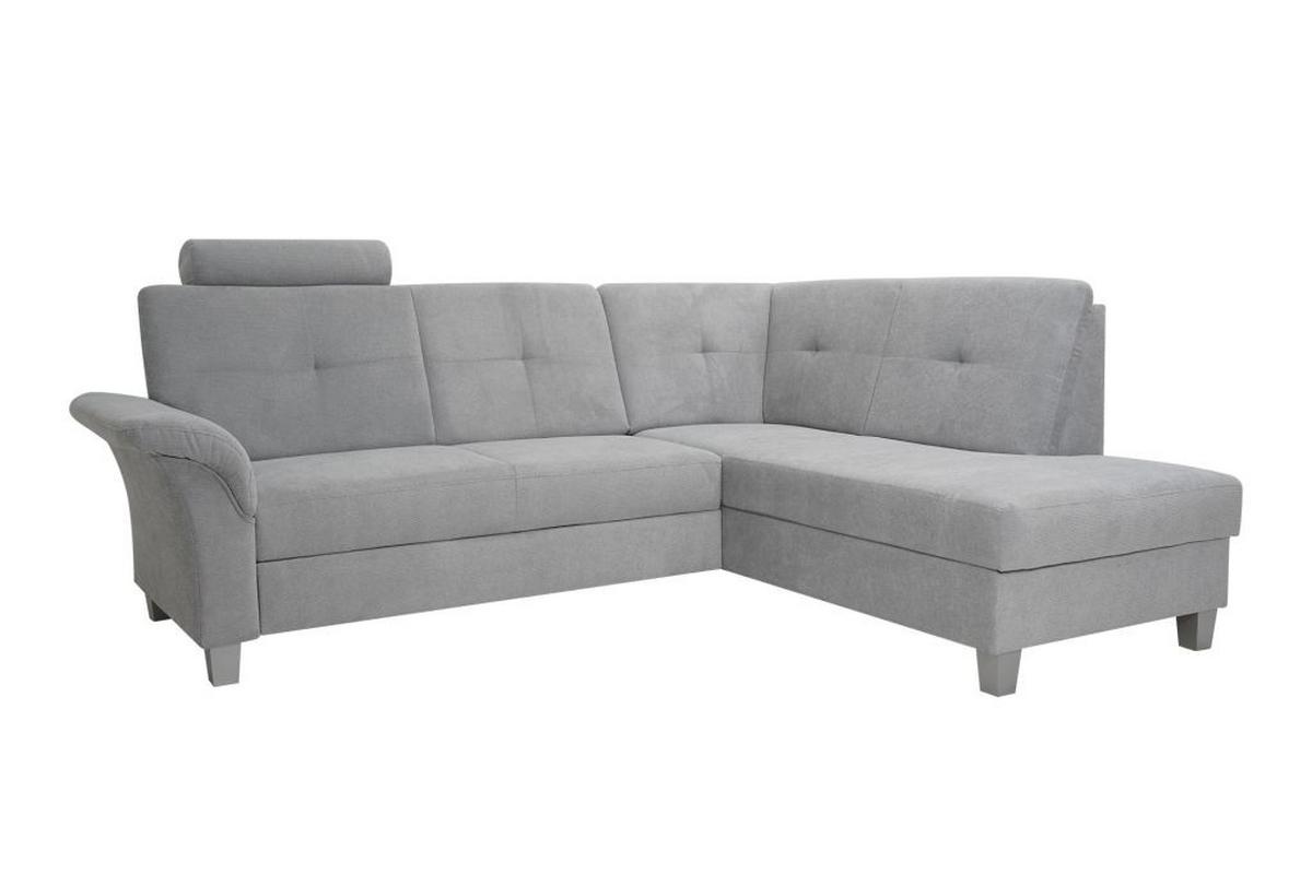 Rohová sedačka PORTLAND, pravá, stříbrná - barvy stříbra/světle šedá, Konvenční, dřevo/textil (245/196cm)