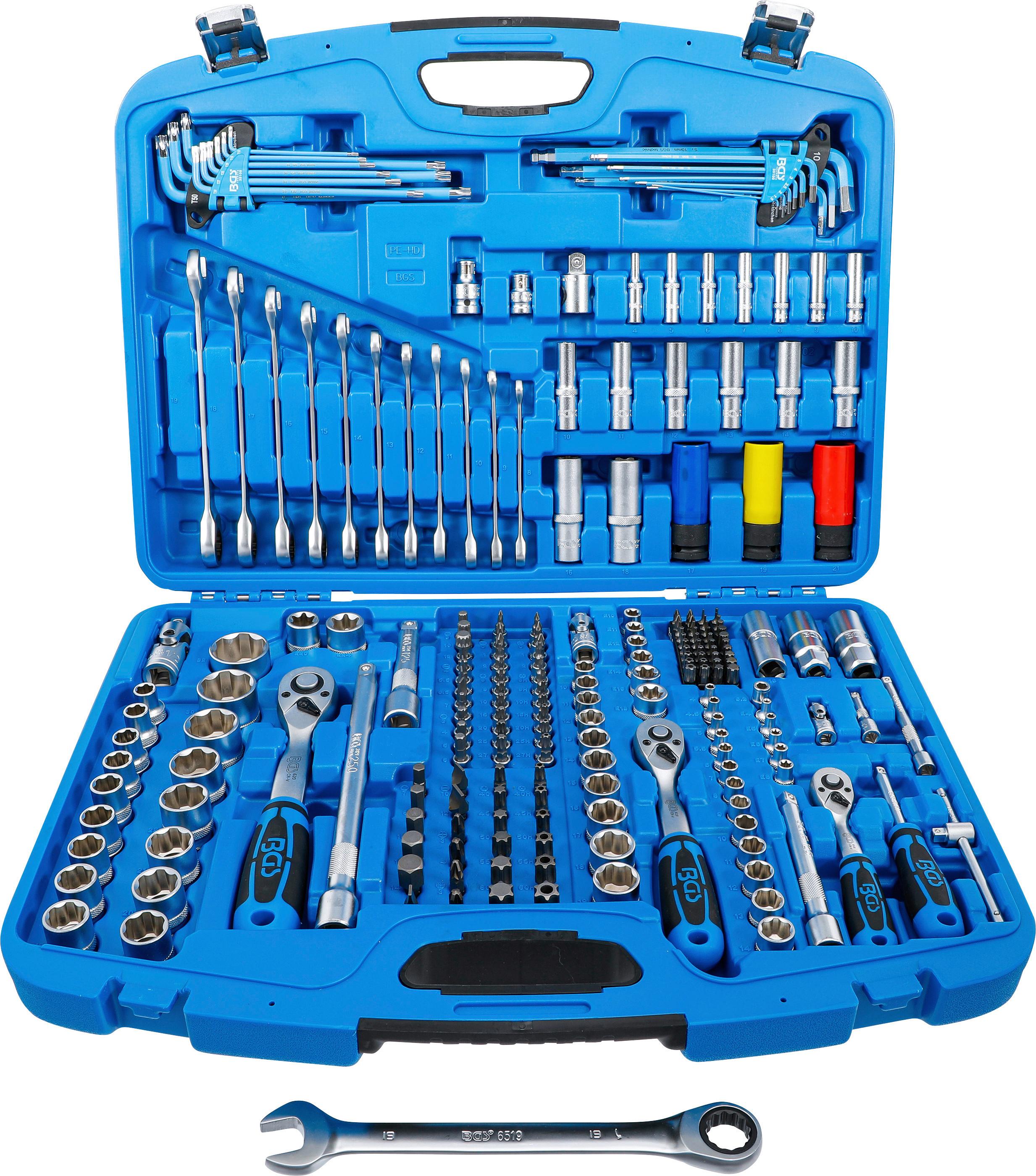 Steckschlüsselsatz Wellenprofil - Blau, Basics (48,5/39,9/10,9cm)