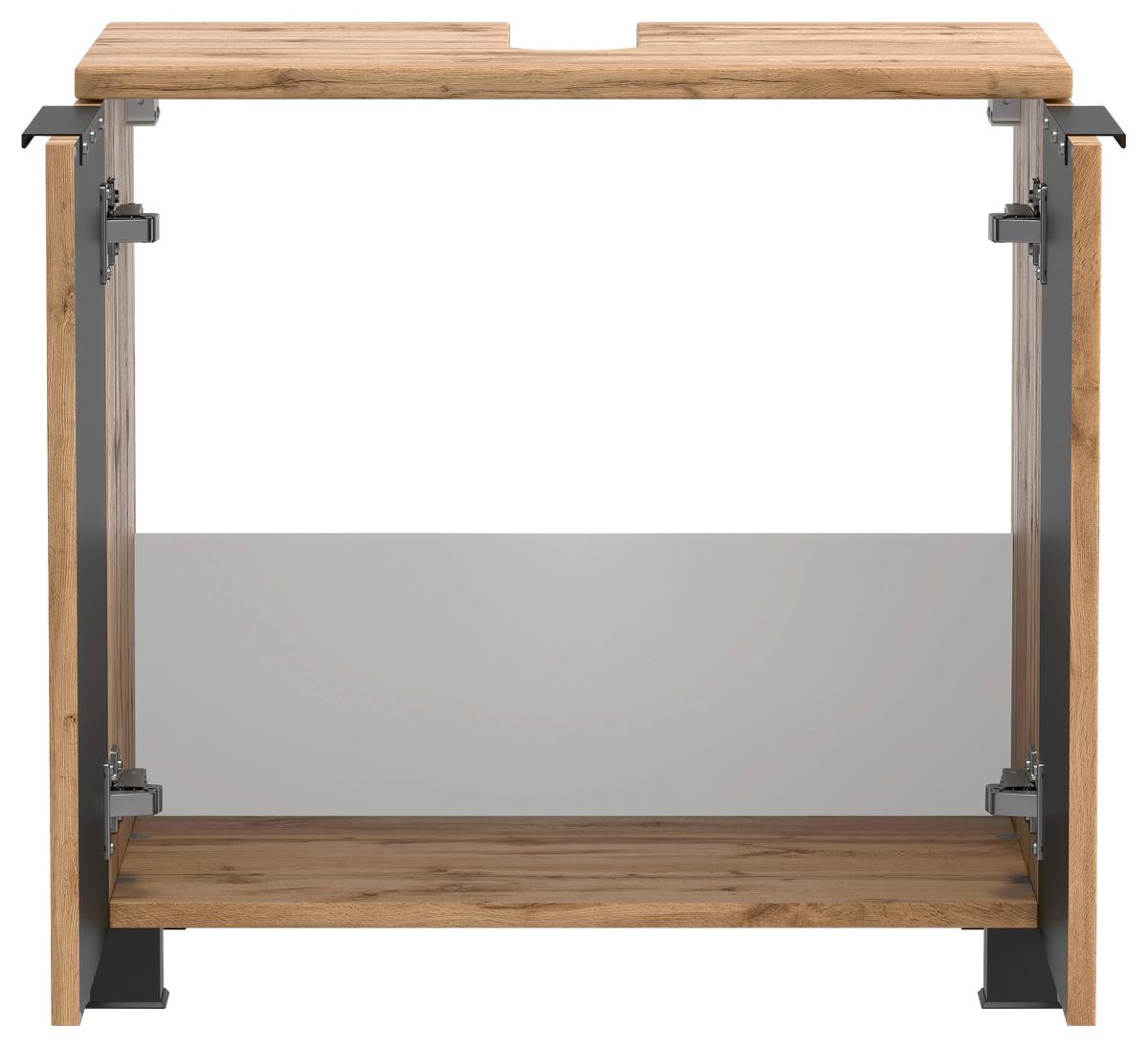 Waschbeckenunterschrank Chester B: 60 Cm - Eiche Wotan/Schwarz, MODERN, Holzwerkstoff (60/54/35cm) - Held