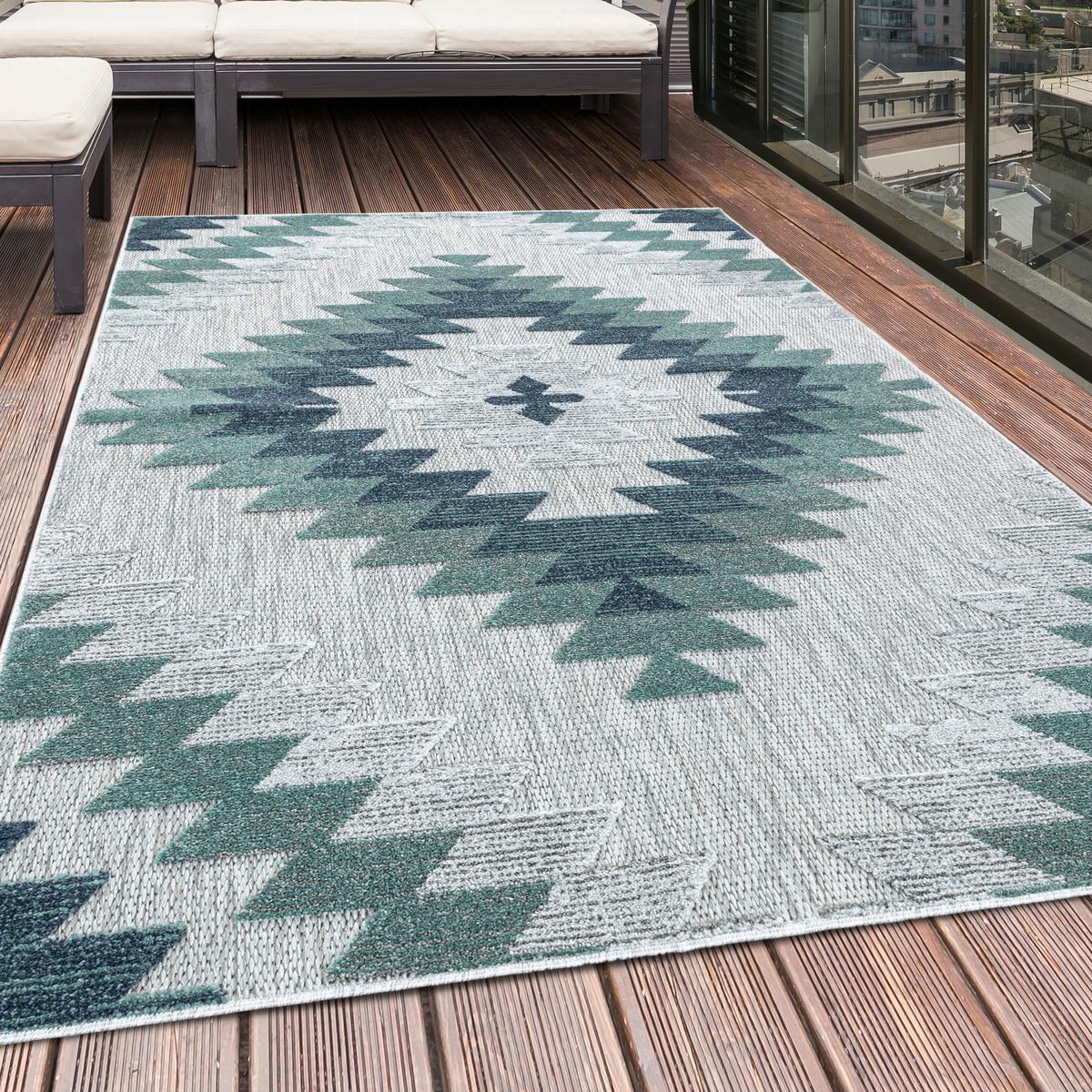 Flachwebteppich Bahama - Blau, Design, Textil (140/200cm) - Novel