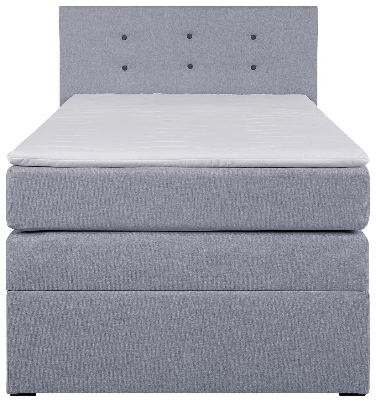 Boxspring postel 90x200cm,  sivá - šedá/barvy stříbra, Basics, kompozitní dřevo/textil (90/200cm)