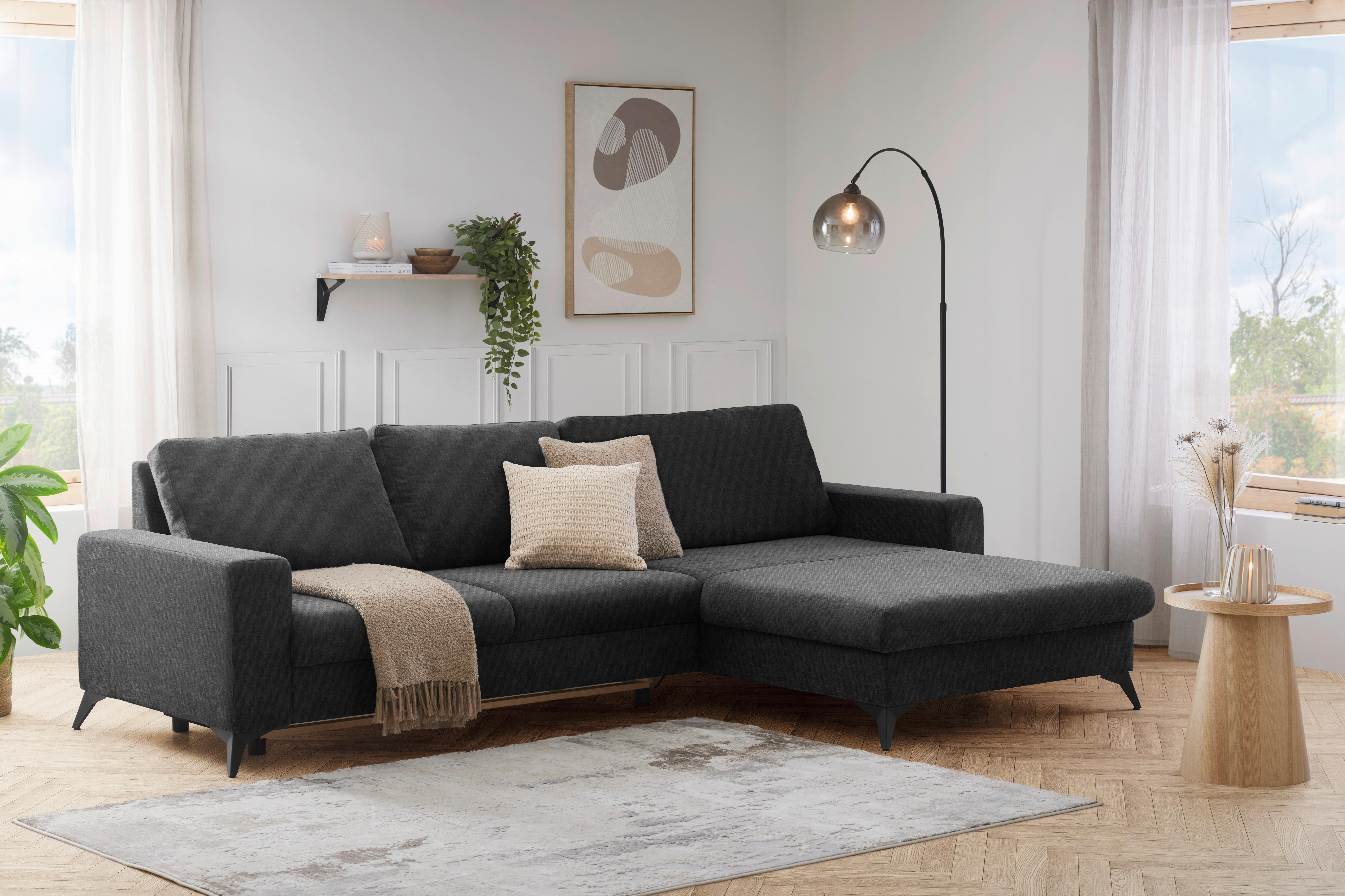 Sedacia súprava SUNNY, čierna,lôžko a úl.priestor - čierna, Modern, textil (290/87/178cm) - Mömax