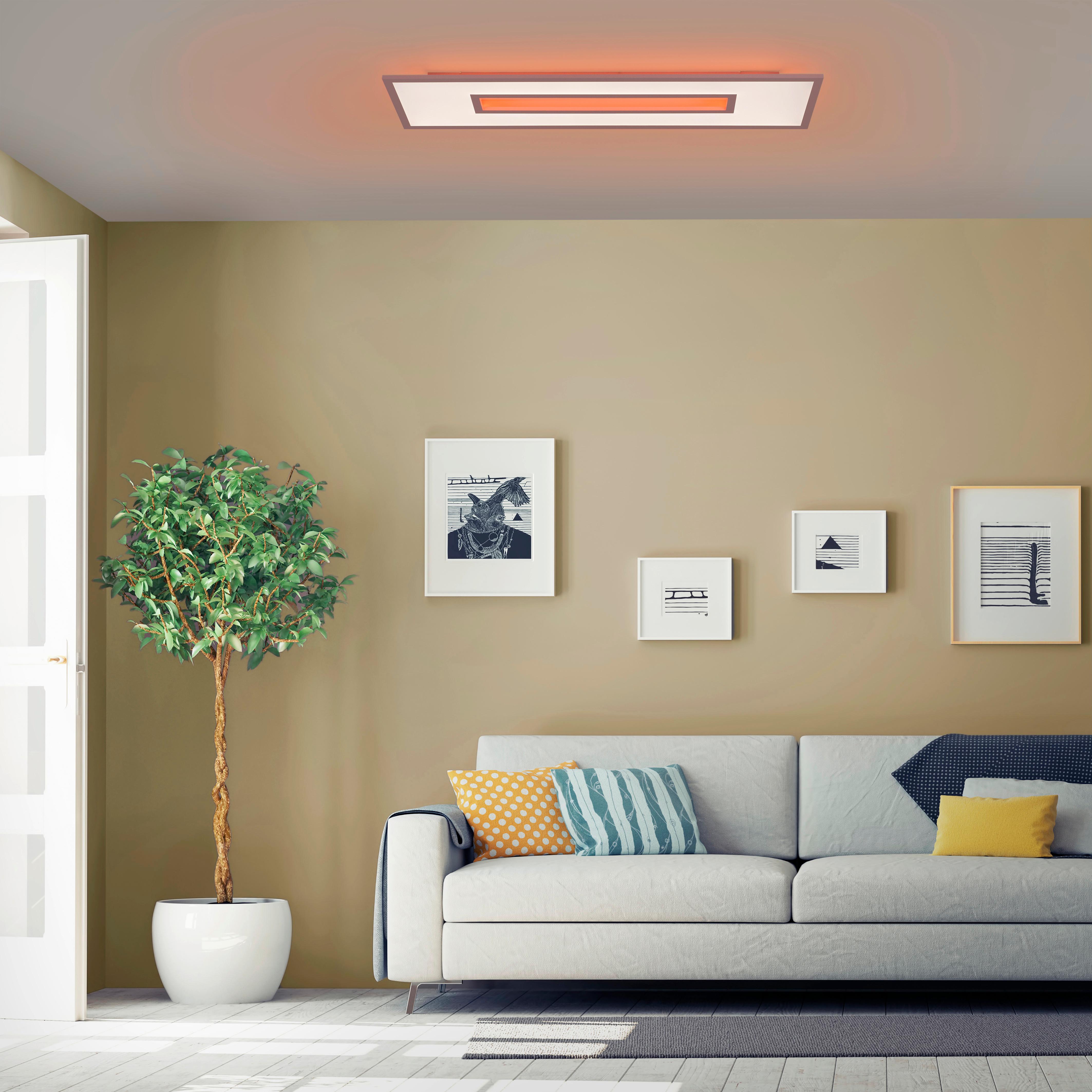 LED-Deckenleuchte Recess L: 100 cm dimmbar mit Farbwechsler - Weiß, Design, Metall (100/30/5cm)