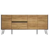 Sideboard Posseik Industrial Graphitfarben/Eiche B: 177 cm - Eichefarben/Schwarz, Design, Holzwerkstoff (177/75,8/42cm) - MID.YOU