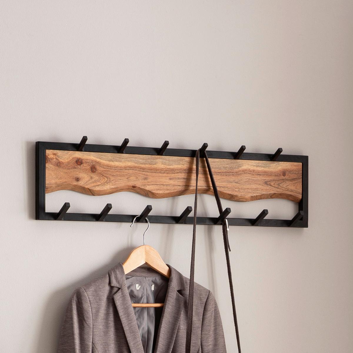 Nástenný vešiak akácia masív - hnedá/čierna, Lifestyle, kov/drevo (80/20/8cm) - MID.YOU