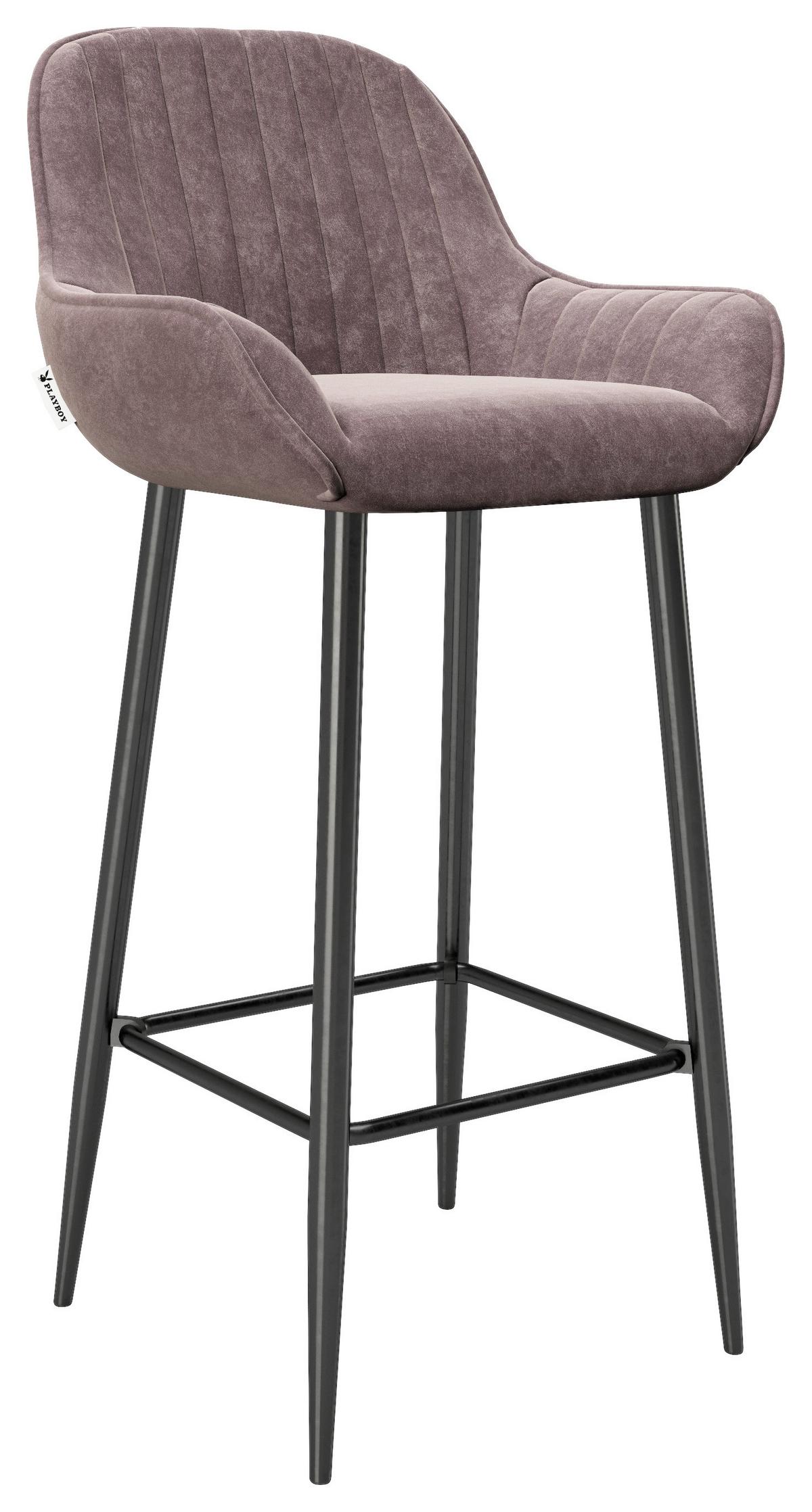 Barhocker 2er-set Mit Lehne Marilyn Samt Rosa/schwarz - Schwarz/Rosa, MODERN, Textil/Metall (49/100/46cm) - Playboy