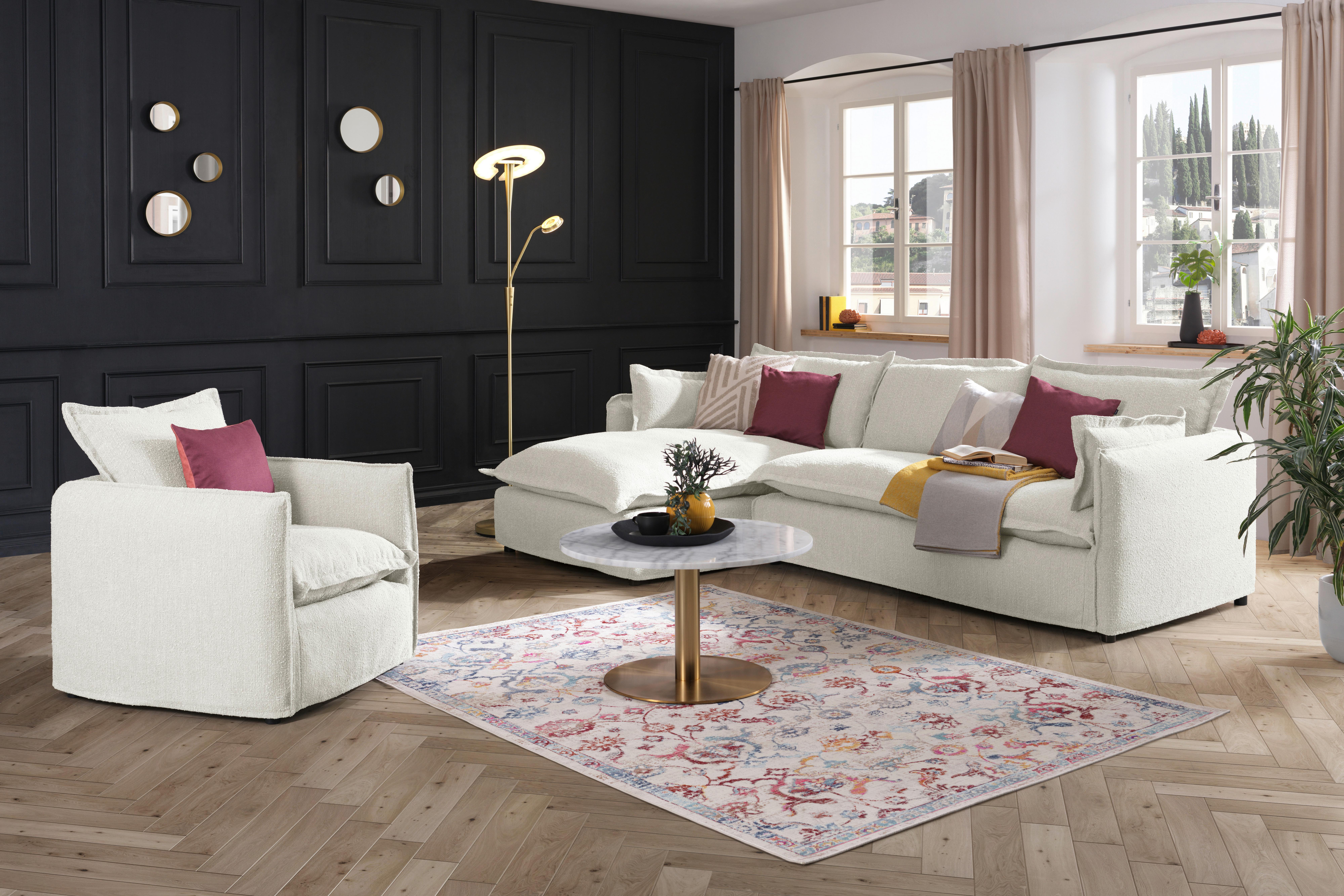 Ecksofa Toscana - Schwarz/Weiß, Trend, Textil (165/295cm) - Livetastic
