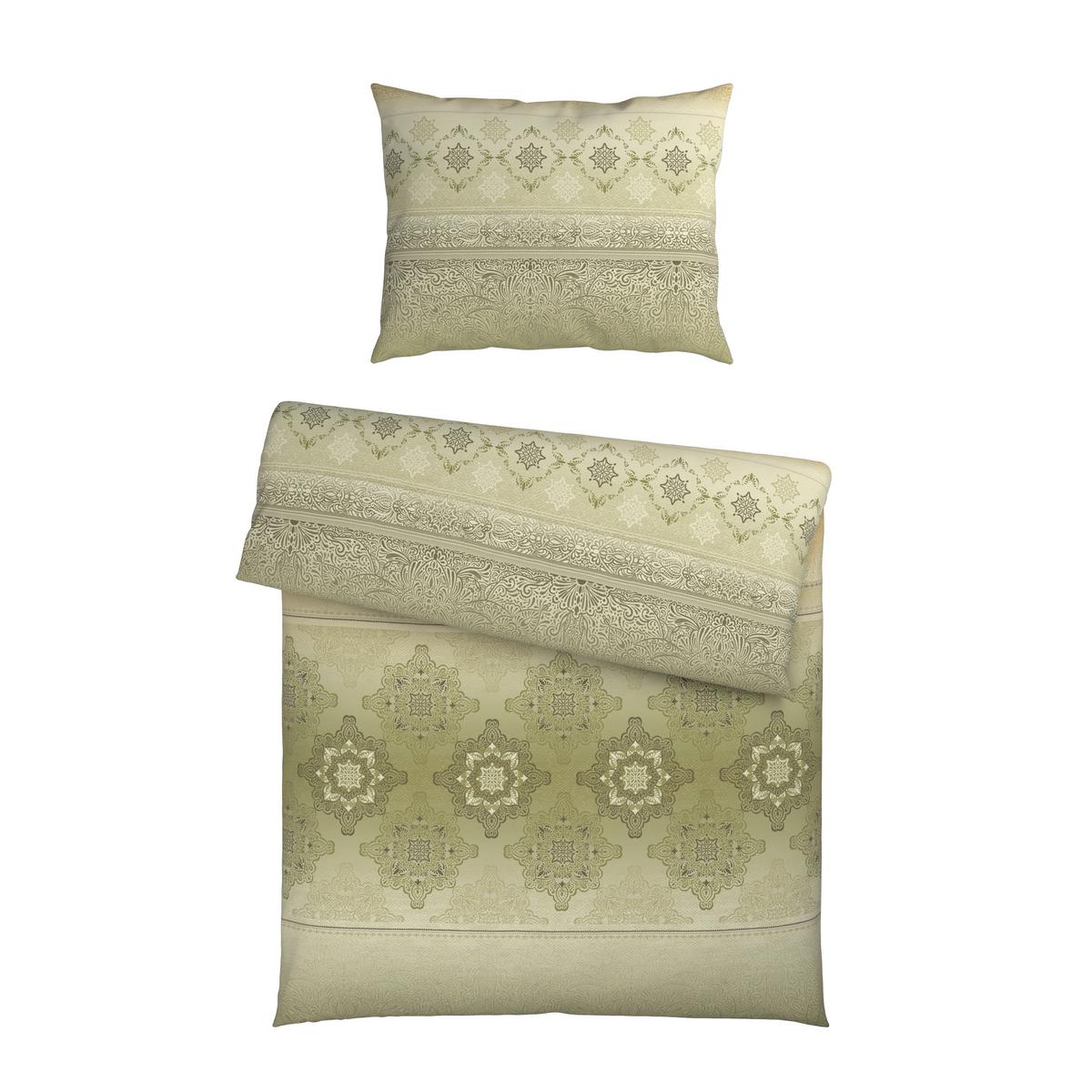 Bettwäsche Sigrid - Senfgelb/Olivgrün, ROMANTIK / LANDHAUS, Textil - James Wood