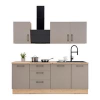 Kuchyňský blok LINZ šířka 220 cm, bez spotřebičů - šedá/černá, Moderní, kov/kompozitní dřevo (220cm)