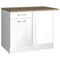 Eckunterschrank Mailand Weiß B: 110 cm - Weiß Hochglanz/Sonoma Eiche, MODERN, Holzwerkstoff (110/85/60cm) - Held
