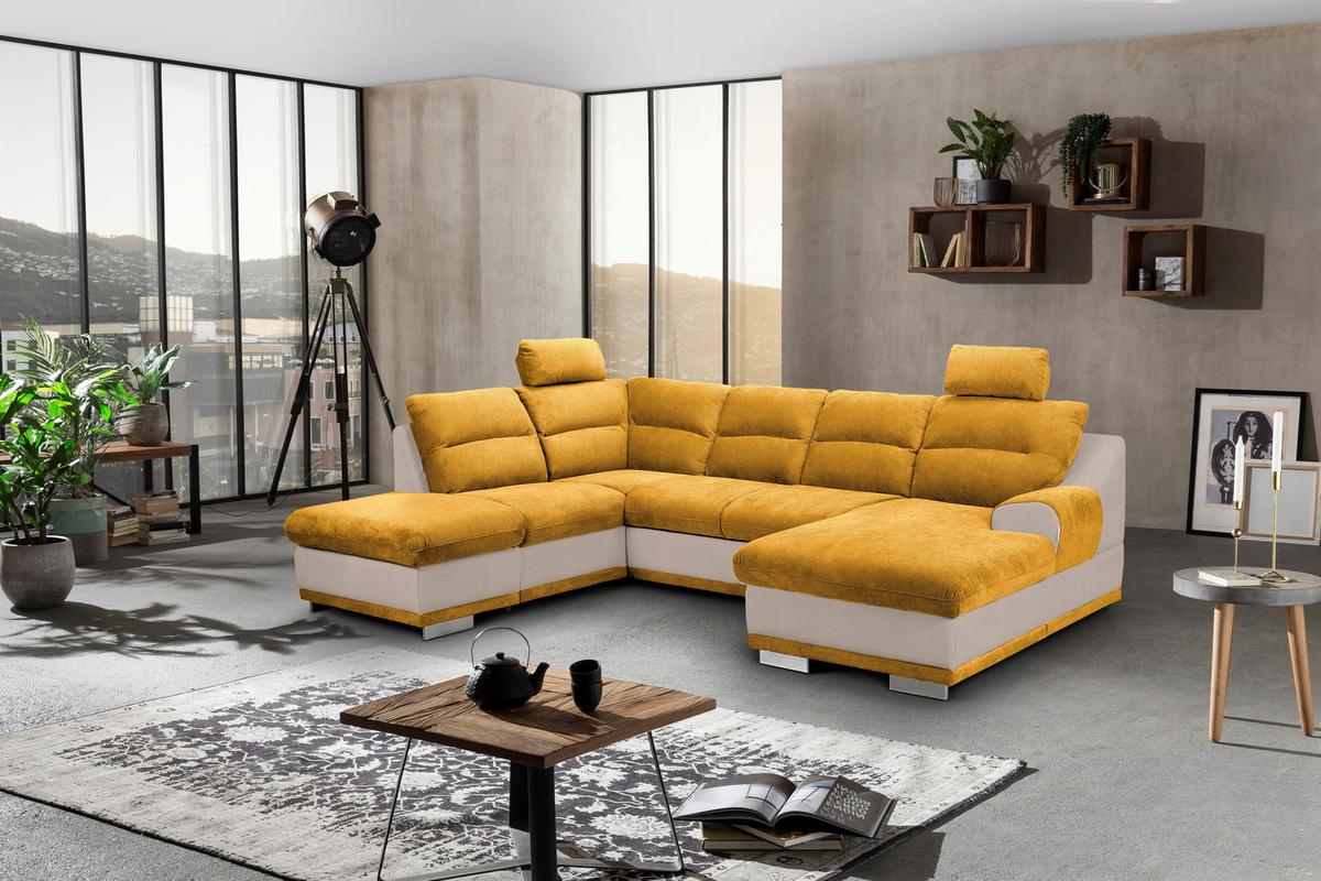 Sarokgarnitúra Seaside - mustársárga, Modern, textil (218/334/165cm) - Luca Bessoni