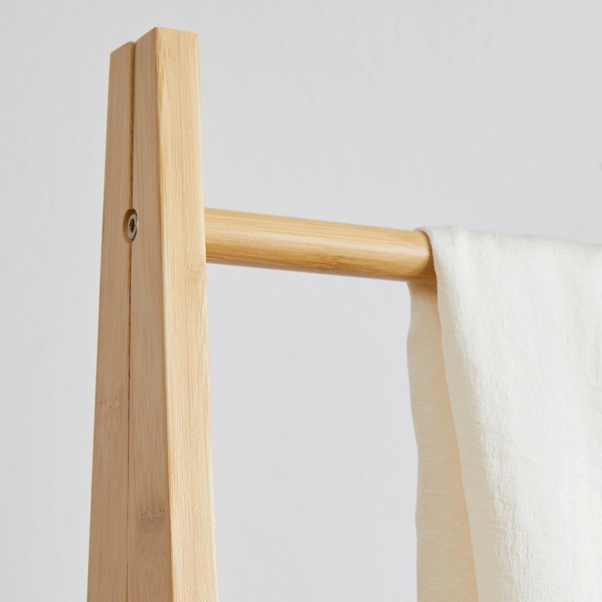 Regál z bambusu Mirela - biela/prírodná farba, Modern, kompozitné drevo/prírodné materiály (43/160/40cm) - Bessagi Home
