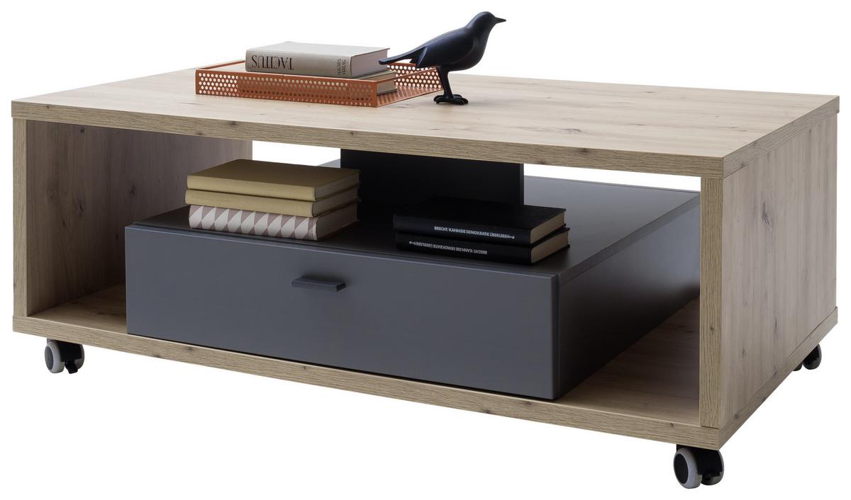 Couchtisch Lizzano 115x65 cm Grau/Eiche Dekor - Eichefarben/Grau, Design, Holzwerkstoff/Kunststoff (115/65/43cm) - MID.YOU