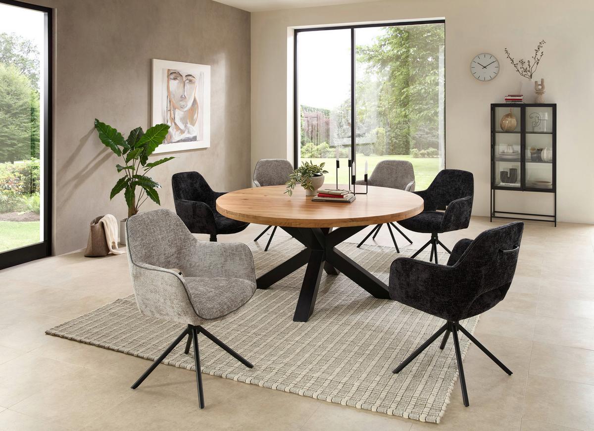 Esstisch Brad Schwarz/Akaziefarben - Schwarz/Akaziefarben, MODERN, Holz/Metall (160/160/75cm) - Livetastic