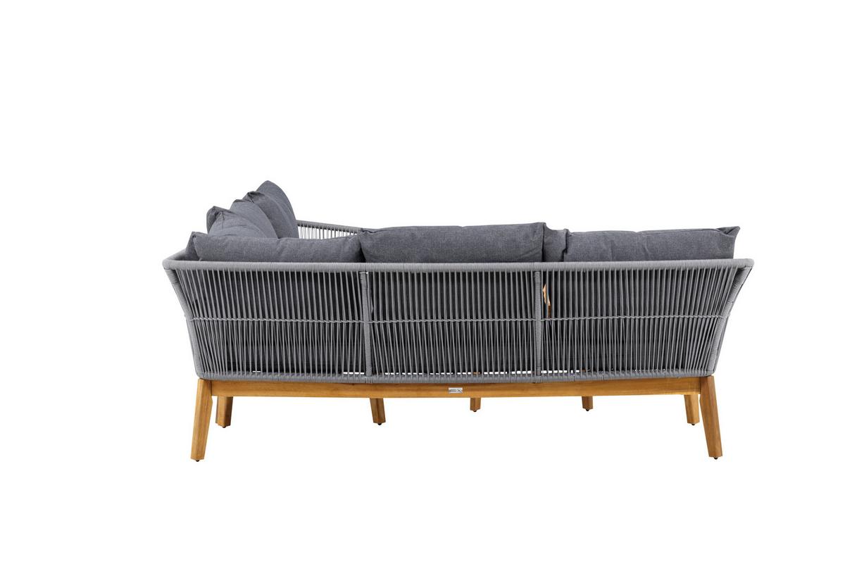Loungegarnitur Chania - Dunkelgrau/Grau, KONVENTIONELL, Holz/Kunststoff (210/160cm) - Gardenson