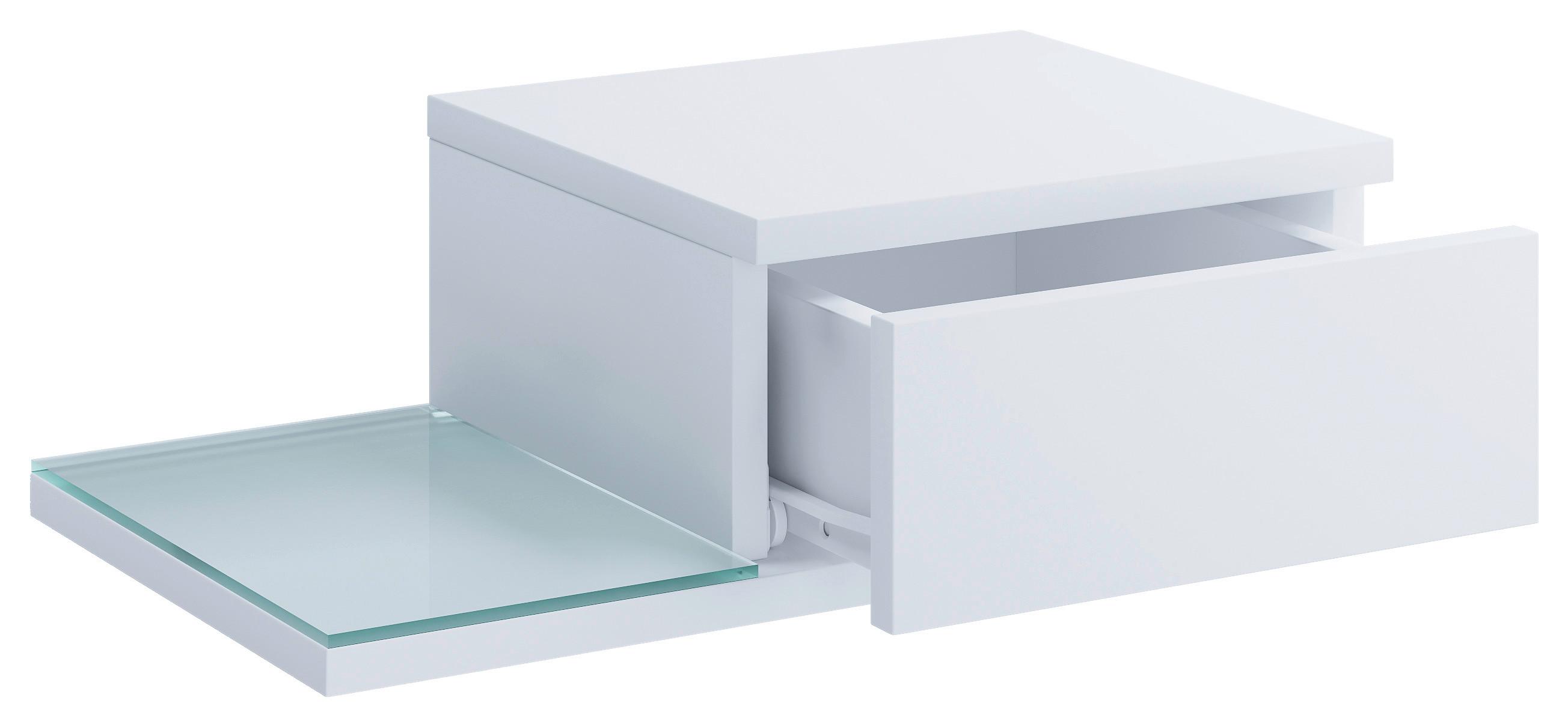 Nachkästchen Konsila M H: 15 Cm Weiß - Weiß, MODERN, Glas/Holzwerkstoff (48/15/28cm) - MID.YOU