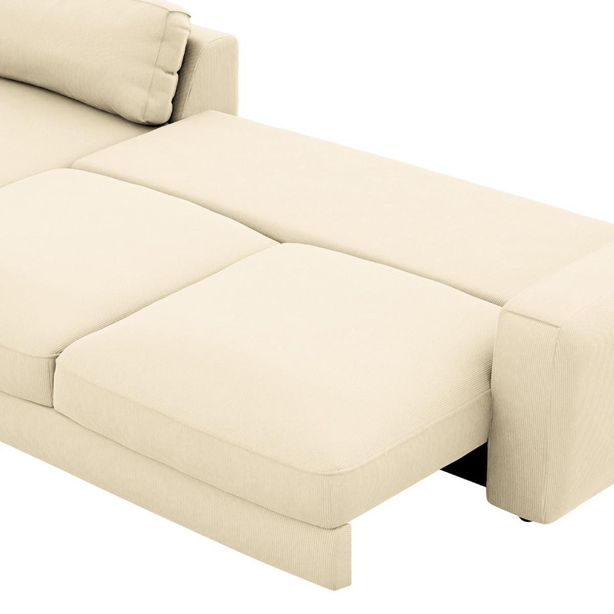 Ecksofa Bourbon, Creme S: 176x303 cm - Creme/Schwarz, MODERN, Textil (176/303cm) - Trendmanufaktur