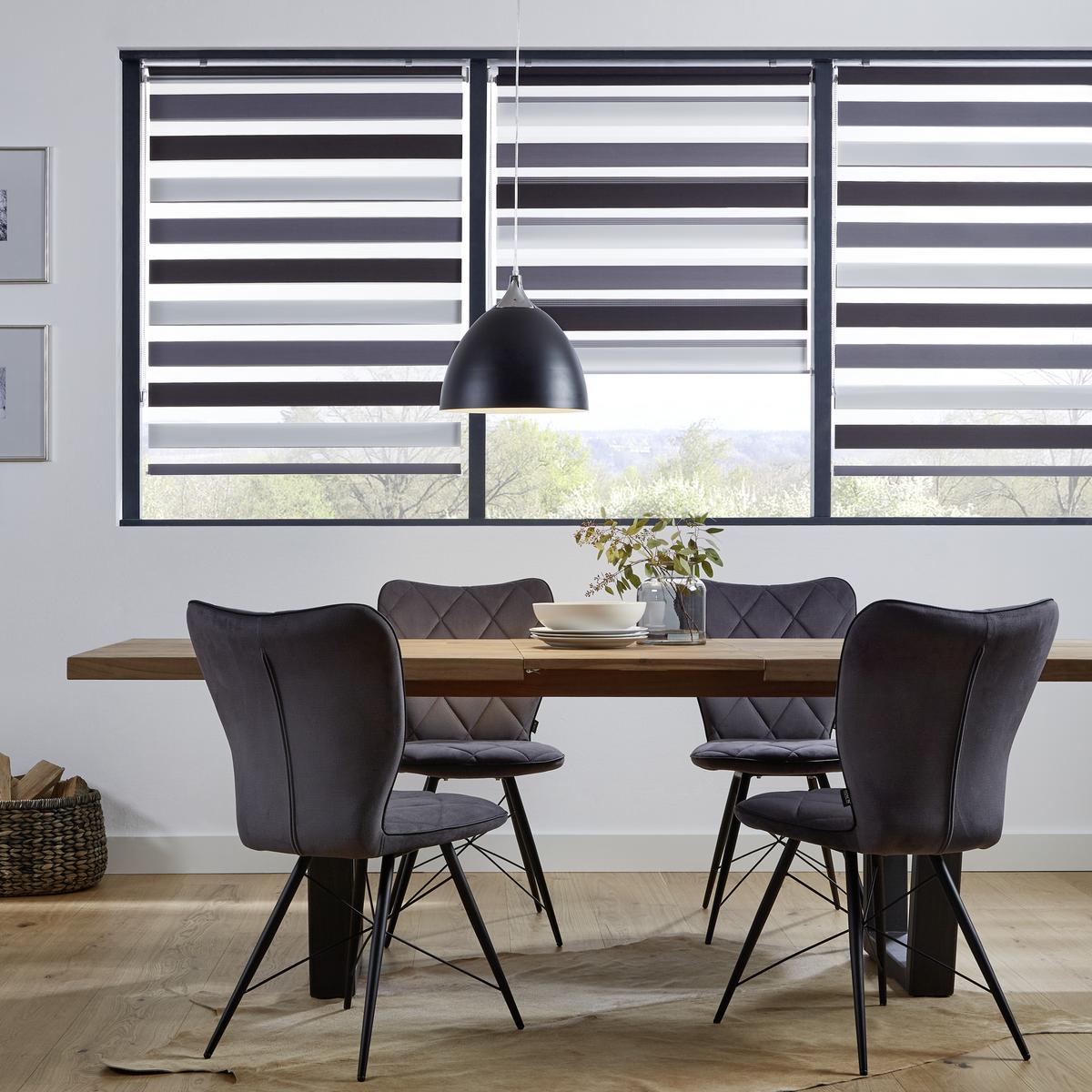Doppelrollo Just Grautöne B: 100 cm - Anthrazit/Weiß, Design, Textil (100/160cm) - Homeware